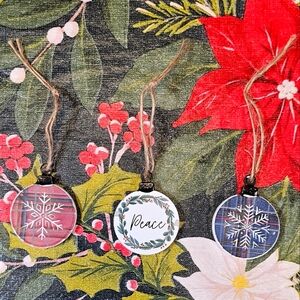 Set of 3 Wooden Ornaments